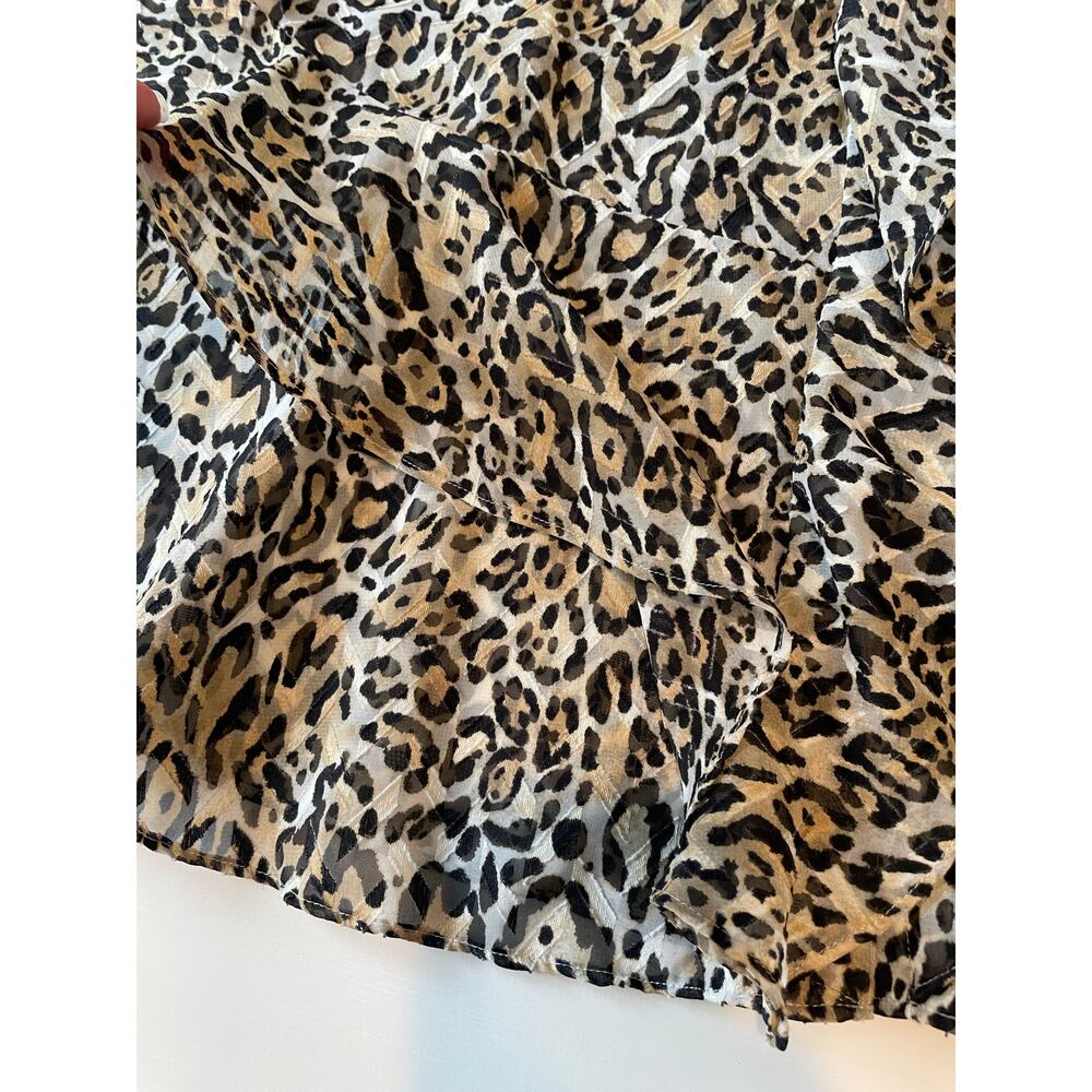 Chico’s Ruffle Front Blouse Tiered Peplum Hem Sz 3 (16/18) Animal Print Feminine - Picture 8 of 12